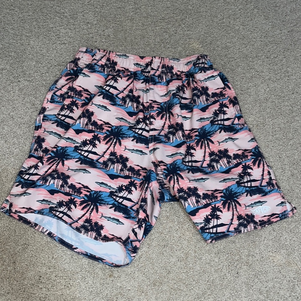 Aftco Small Swimsuit, Great Condition, Pink/Blue Colors, Fish and Trees design